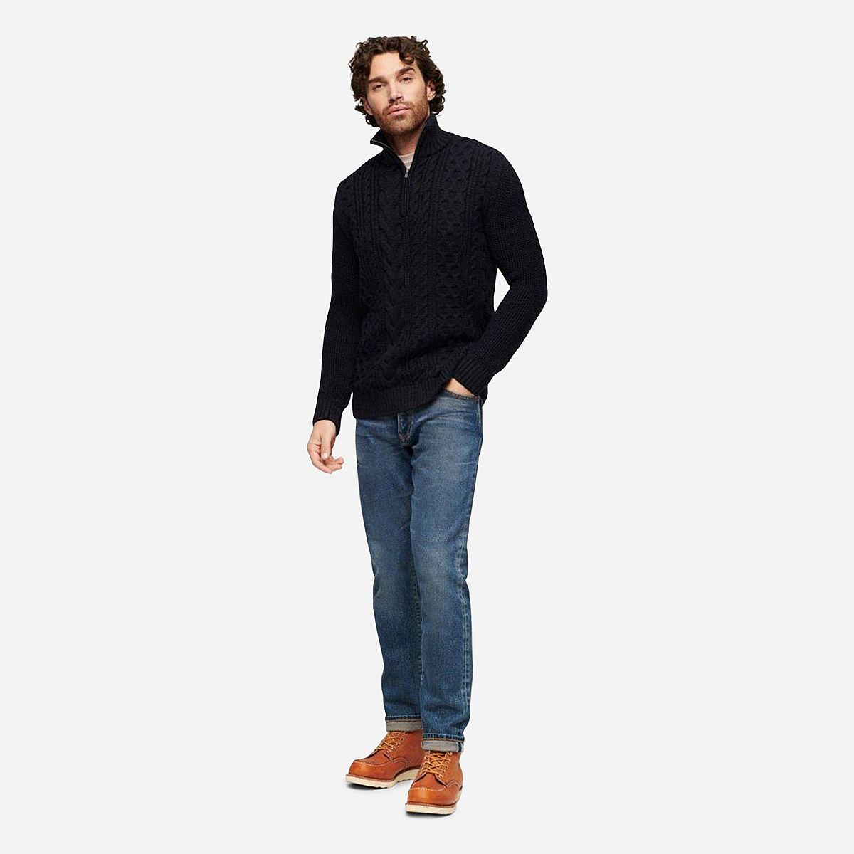 AN317686 Jacob Cable Knit Half Zip Trui Heren