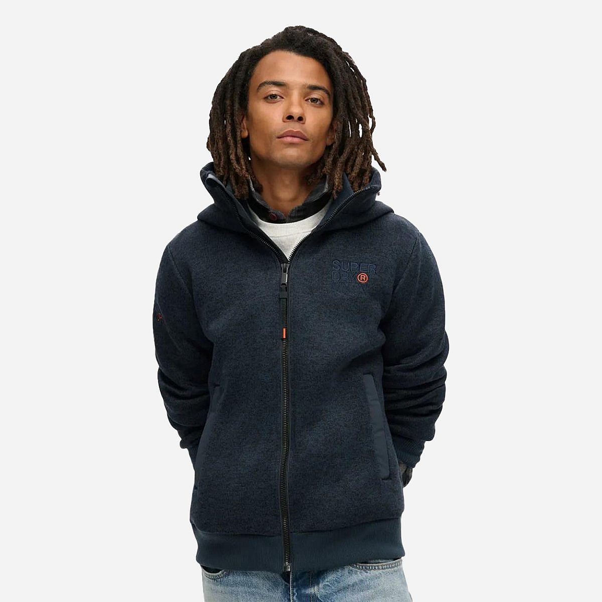 AN317679 Hooded Bonded Knit Bomber Jack Heren