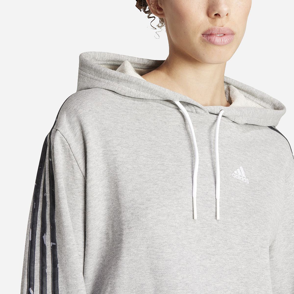 AN308676 Essentials 3-Stripes Animal Print Relaxed Hoodie