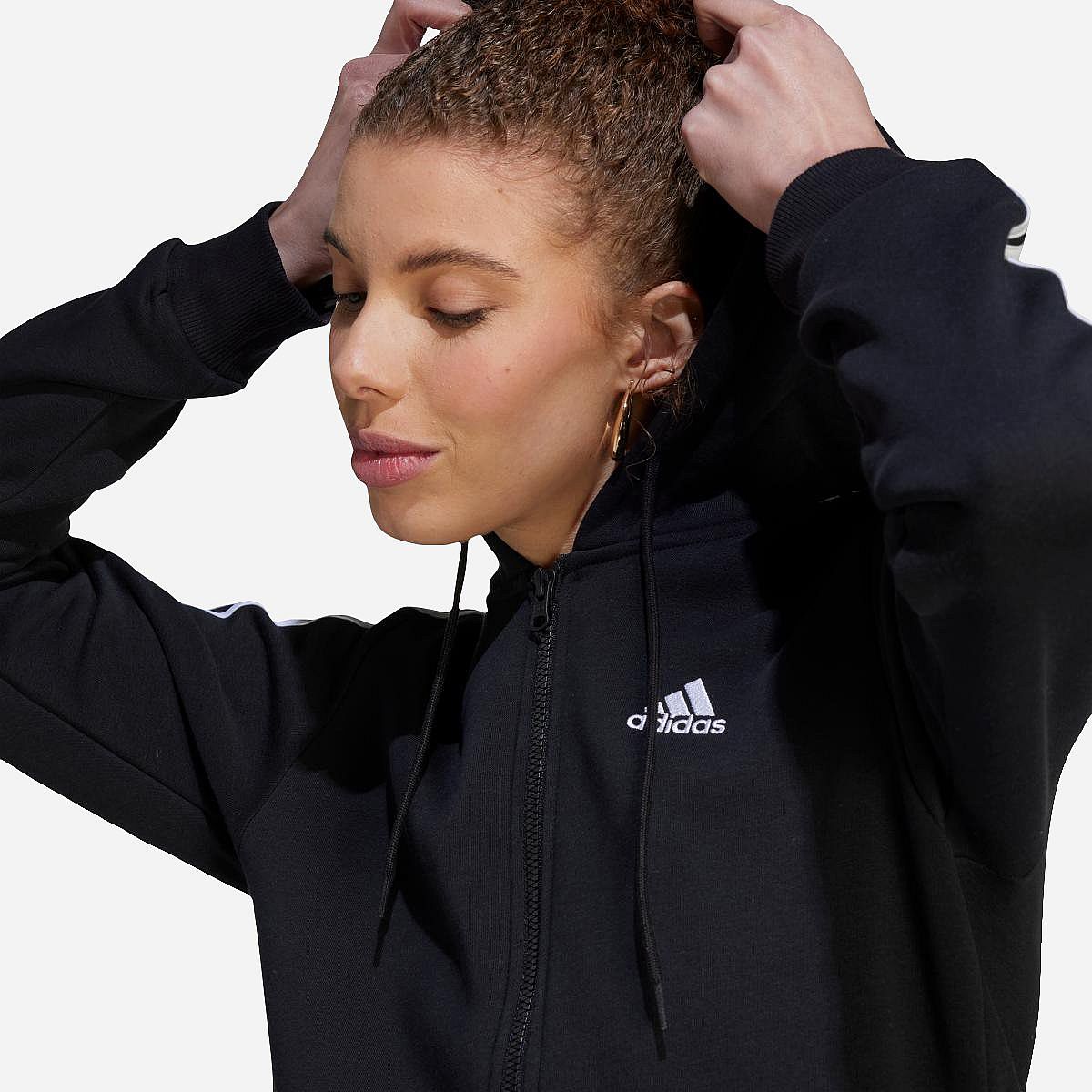 AN319881 Essentials 3-Stripes Fleece Rits Hoodie Dames