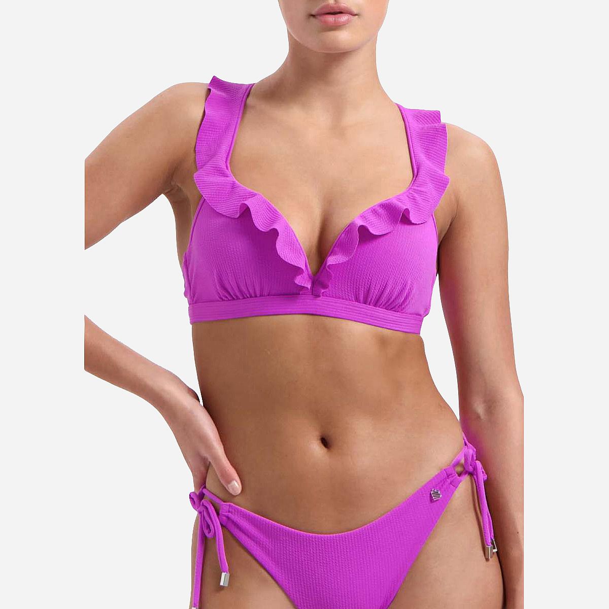 AN312056 Purple Flash  Ruffle Bikinitop