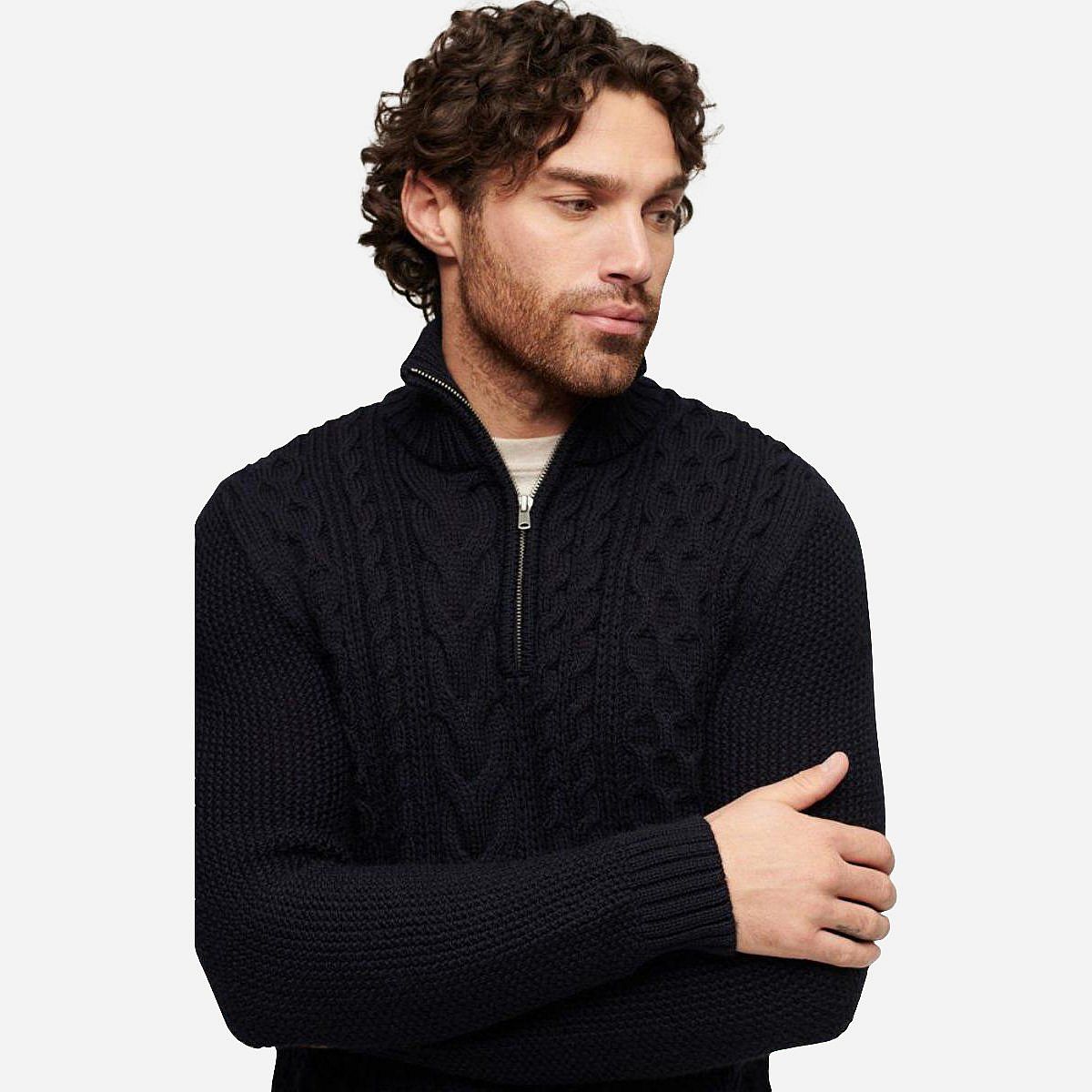 AN317686 Jacob Cable Knit Half Zip Trui Heren