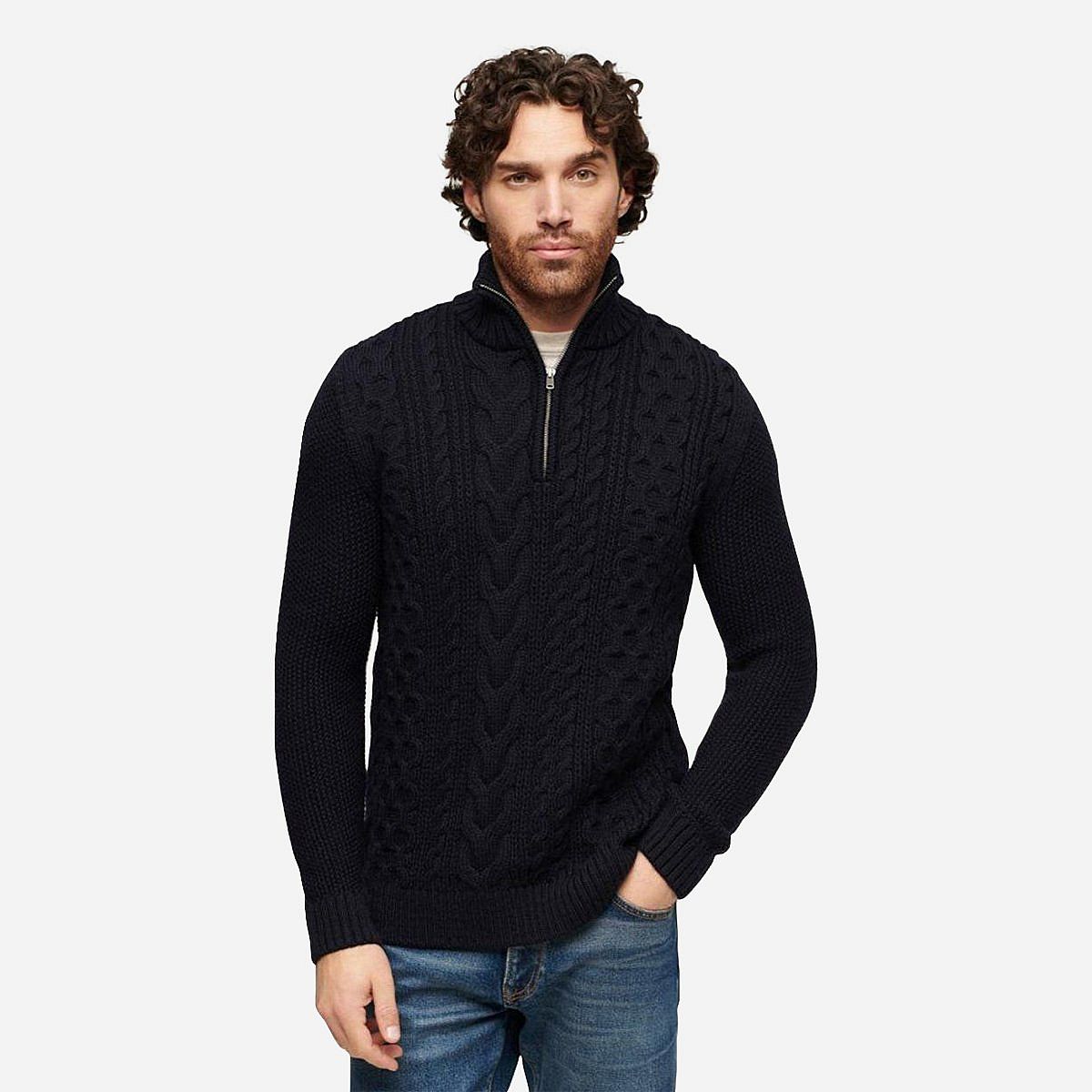 AN317686 Jacob Cable Knit Half Zip Trui Heren