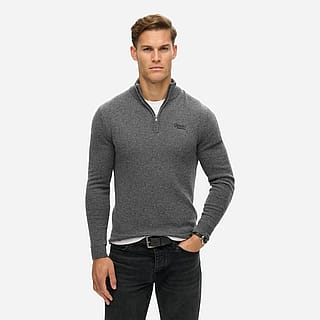 SuperDry Mode Essential Emb Knit Half Zip Heren